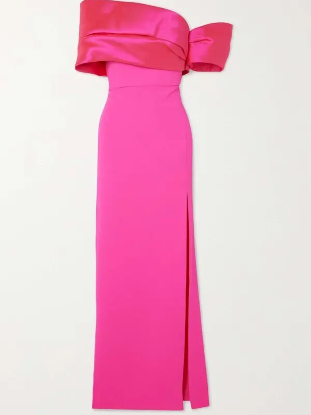 Solace London Strapless Sculpted Hot Pink Gown with Side Slit